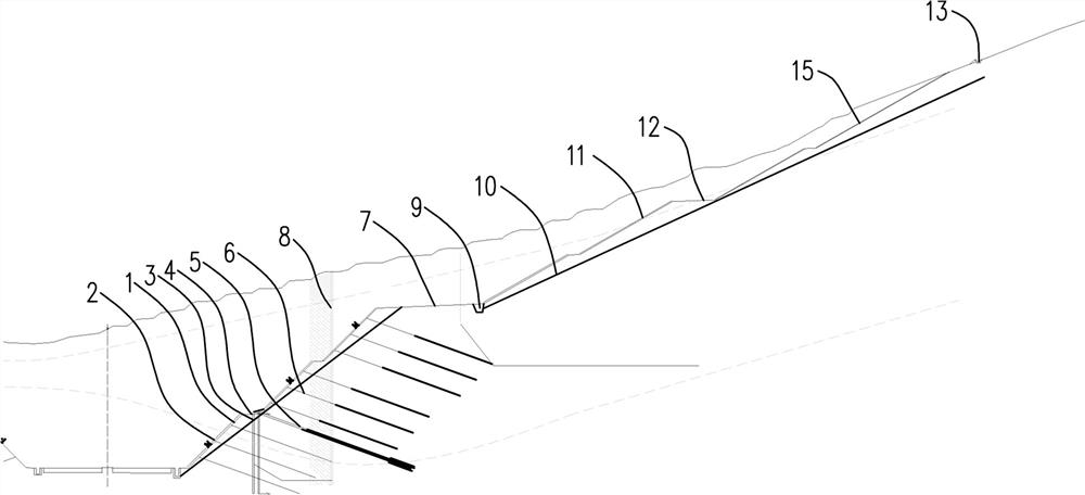 Strong weathered mudstone deep cutting slope protection structure and construction method