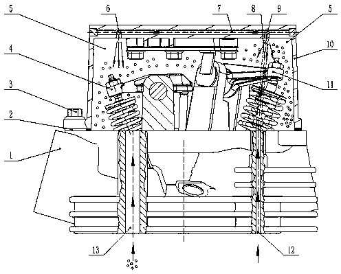 Valve rocker chamber with composite lubrication oil path, and cylinder head cover