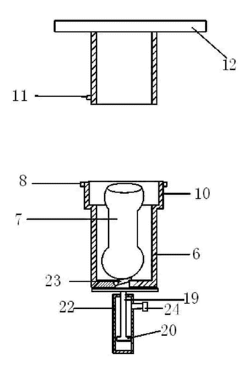 Method for separating pneumatic power transfer transmitting and receiving work terminals and device thereof