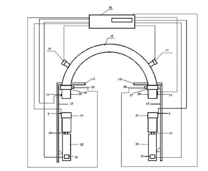 Method for separating pneumatic power transfer transmitting and receiving work terminals and device thereof