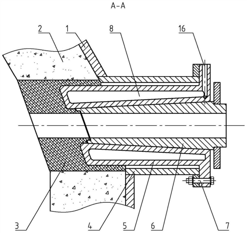 Water-cooling long-life converter tapping hole