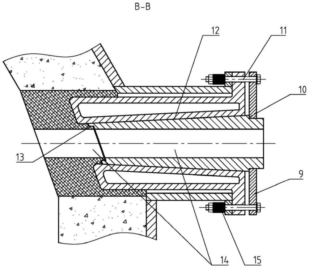 Water-cooling long-life converter tapping hole