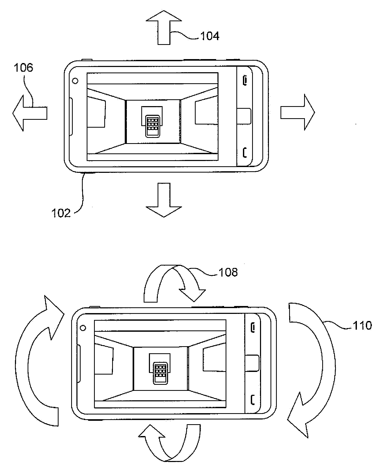 Detecting ego-motion on a mobile device displaying three-dimensional content