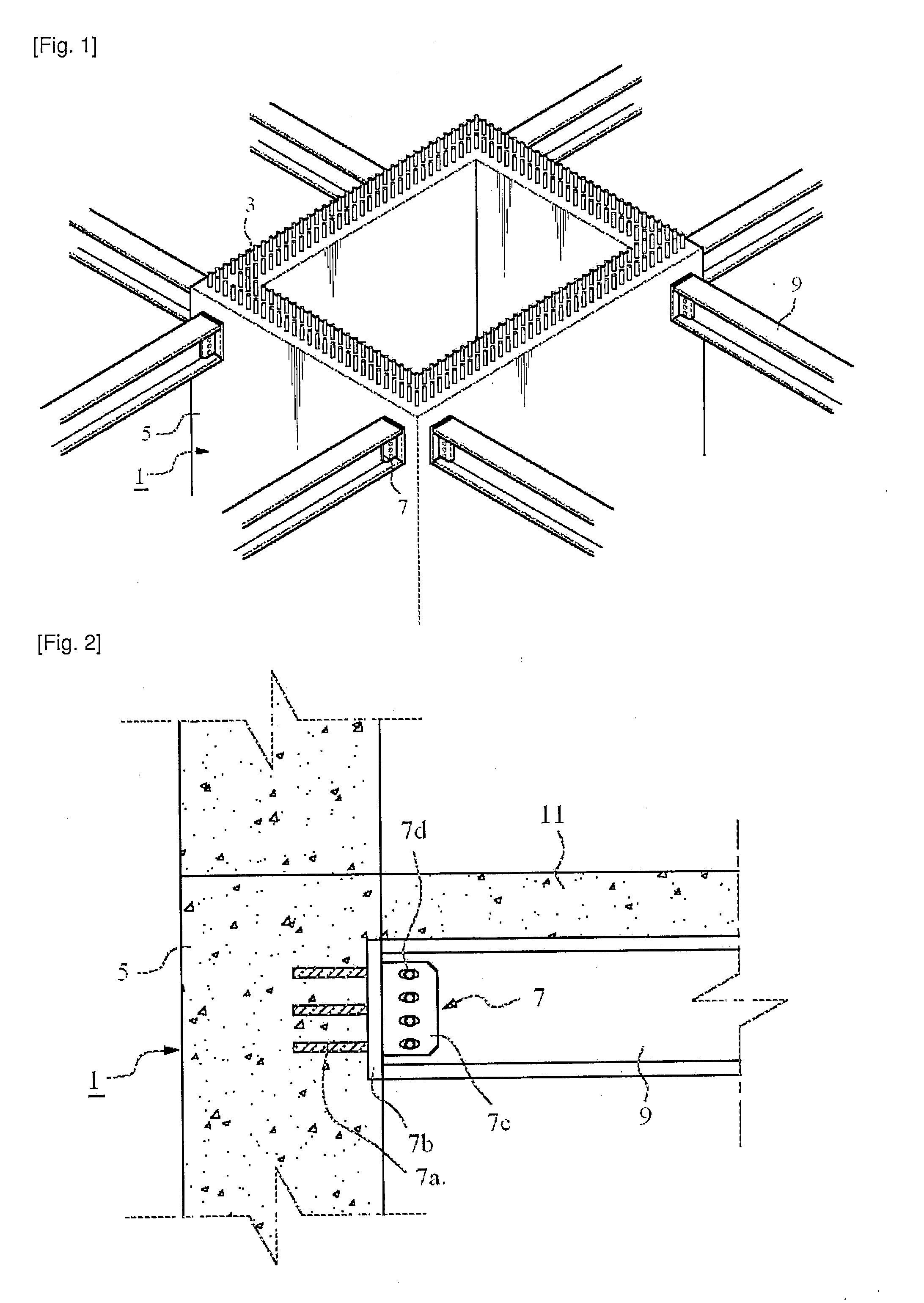 Structure For Constructing a High-Rise Building Having a Reinforced Concrete Structure Including a Steel Frame