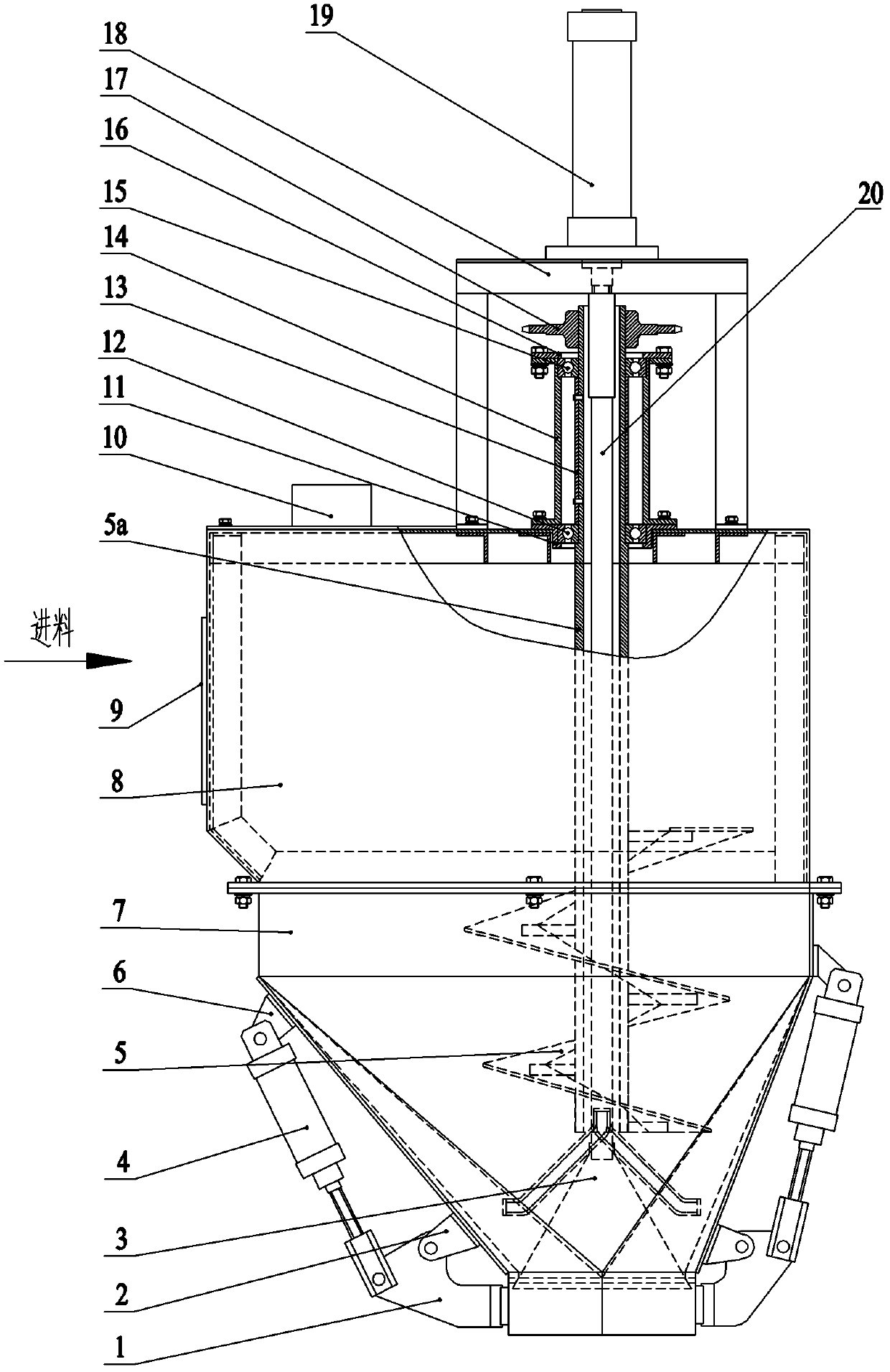 Material bagging apparatus provided with stirring mechanism