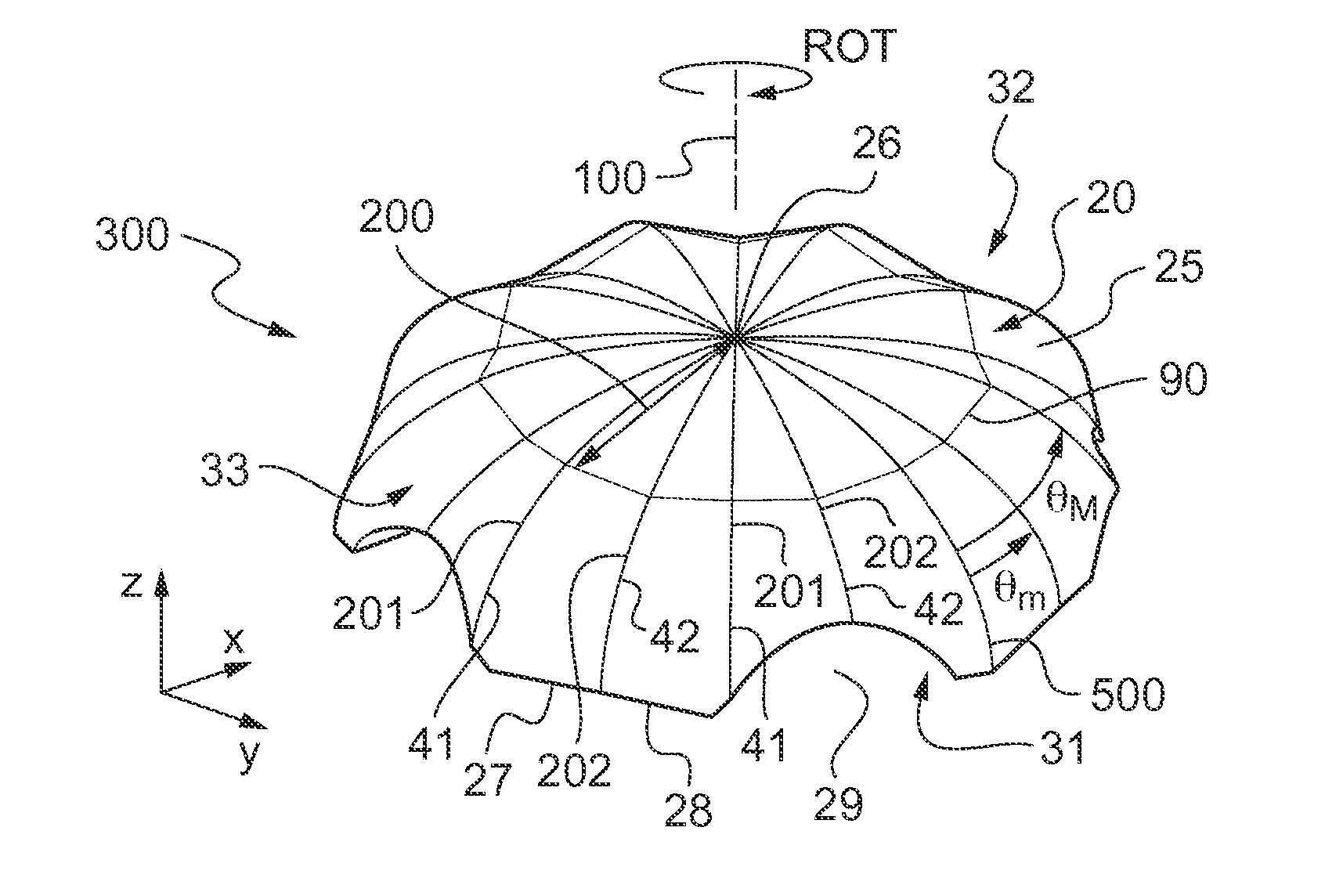 Rotor dome, a rotor, and a rotorcraft