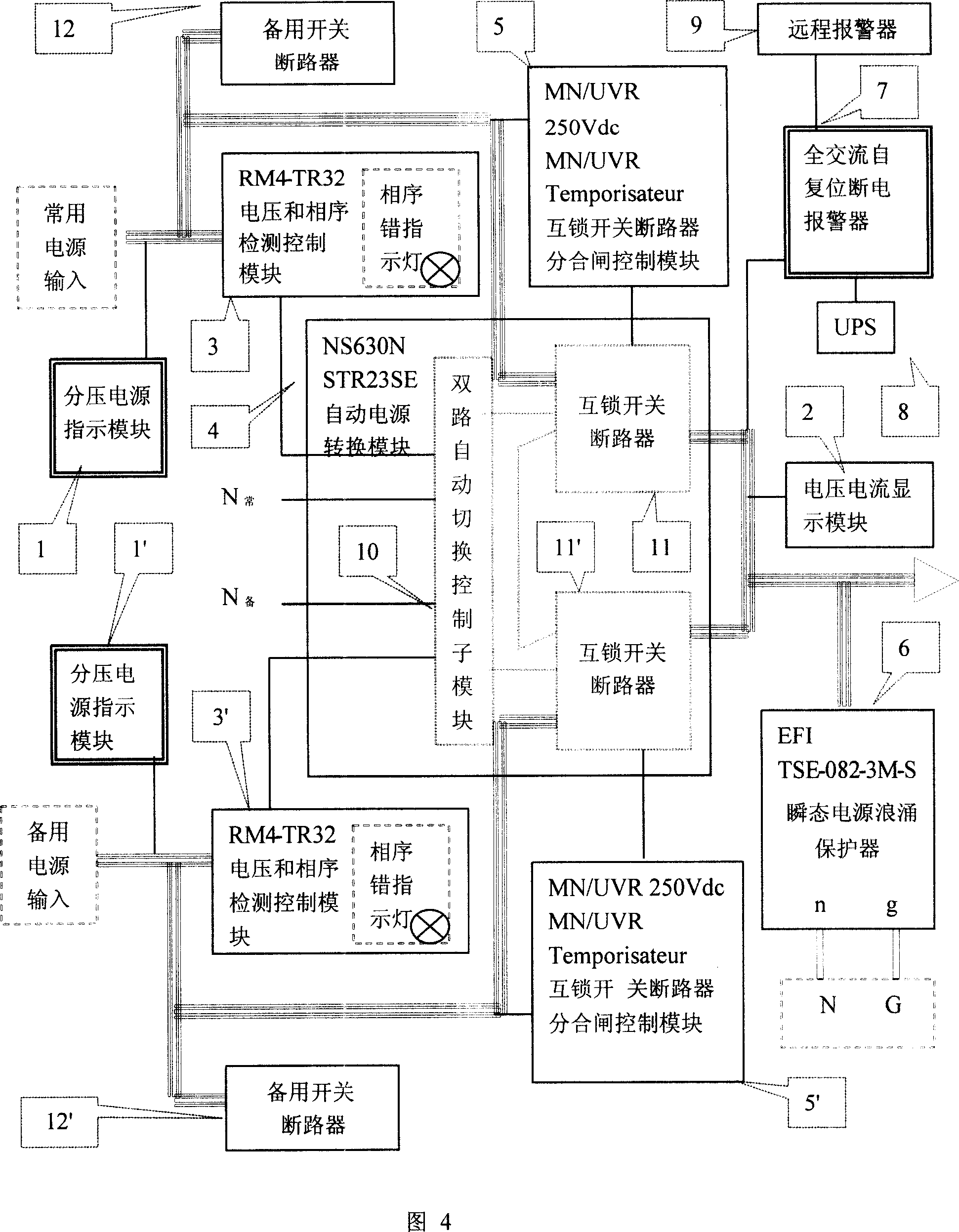 Automatic double-path electric coverting cabinet with phase-sequence monitor