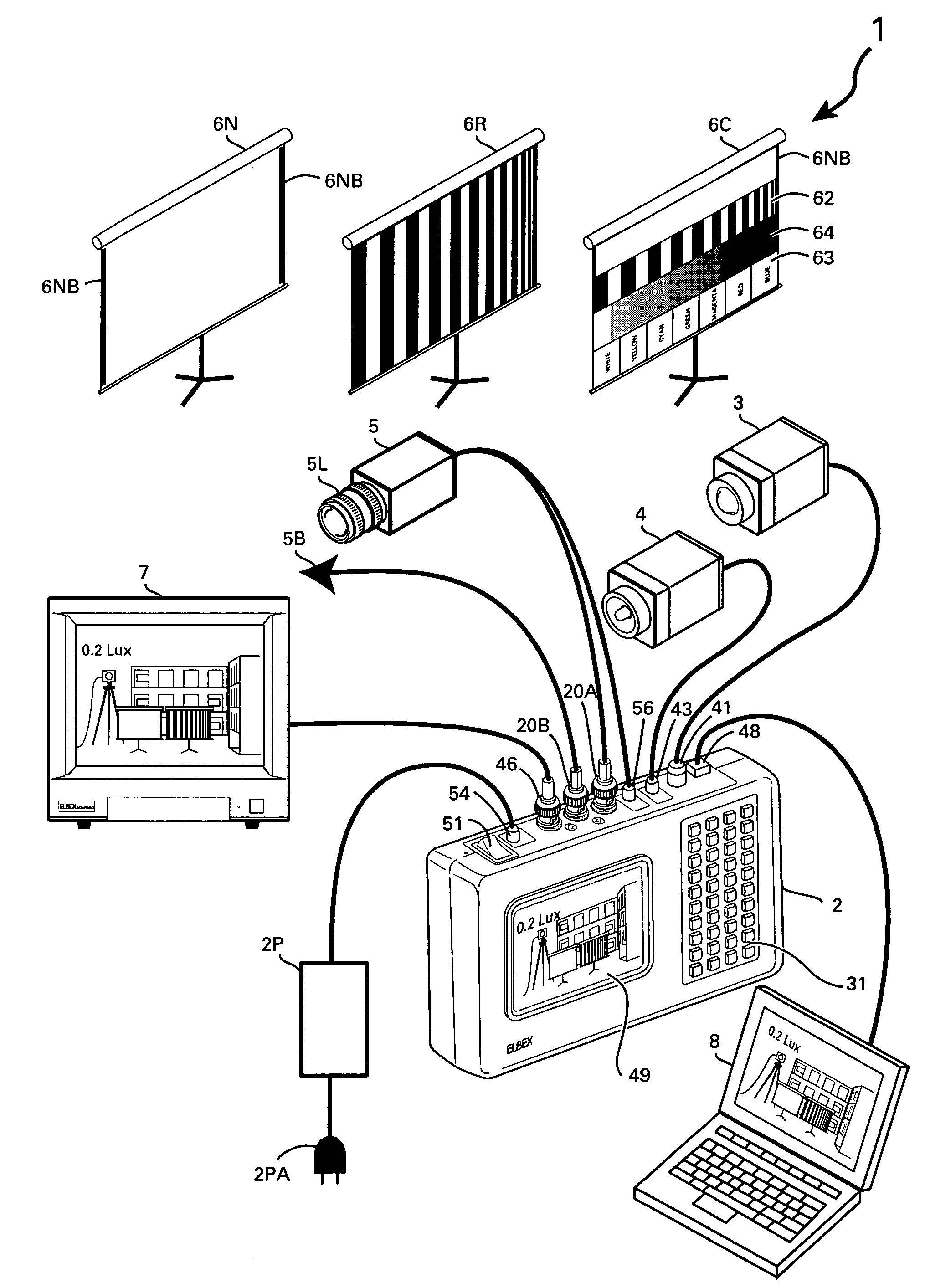 Method and apparatus for measuring illumination and camera performances