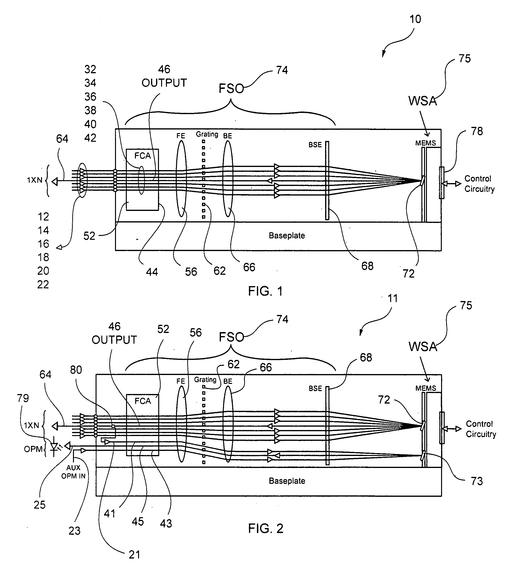 Beam steering element and associated methods for manifold fiberoptic switches