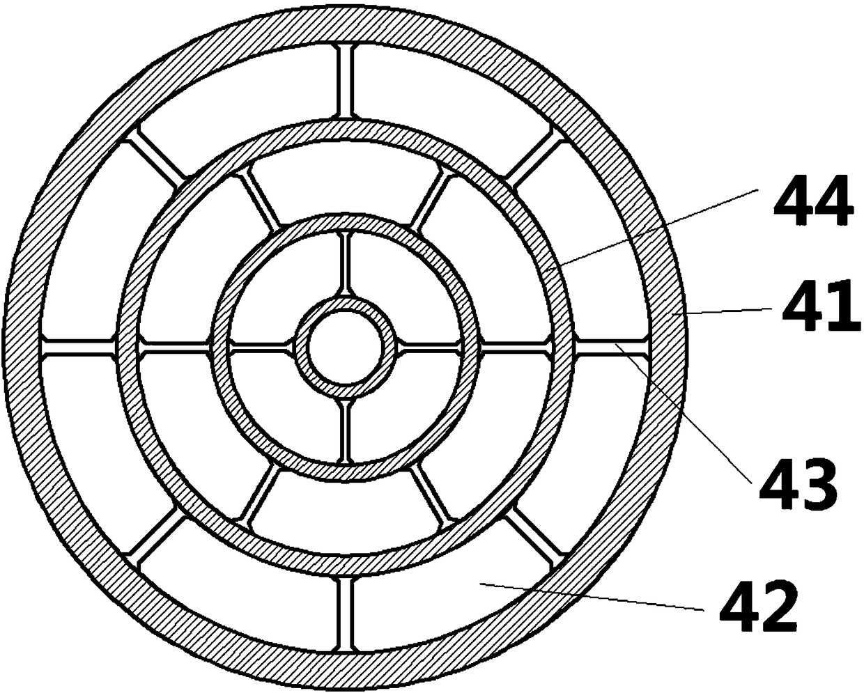 A loop heat pipe with an annular divider with variable spacing in the height direction