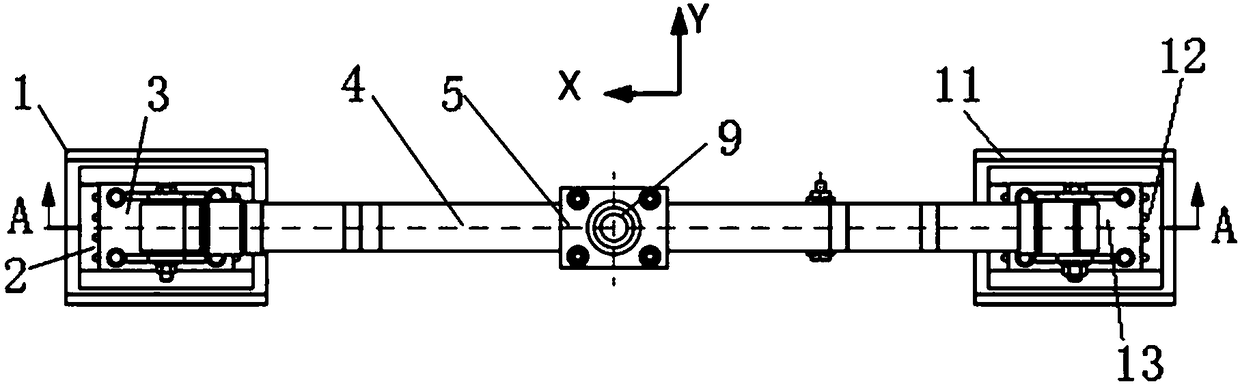 A test device for the upper and lower force bench of the leaf spring