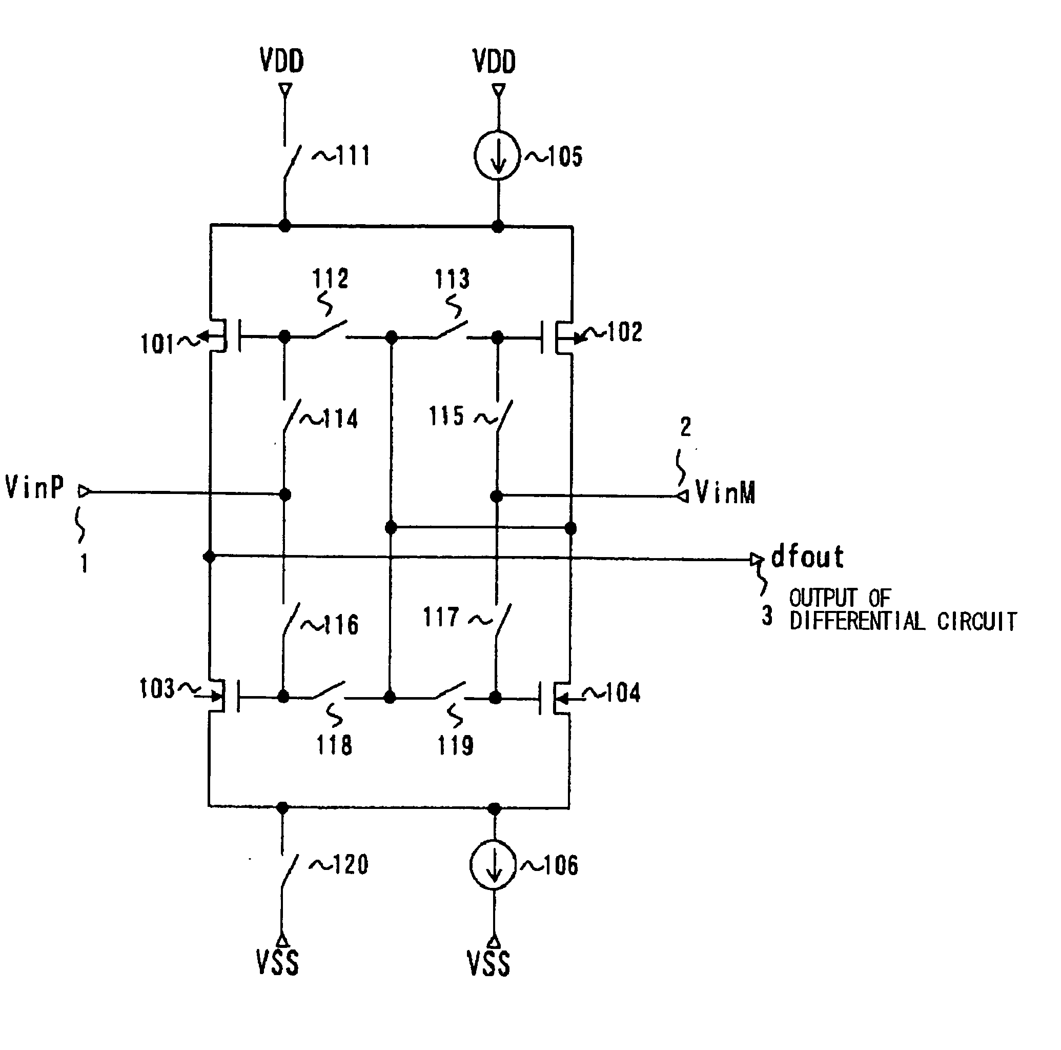 Differential circuit, amplifier circuit, driver circuit and display device using those circuits