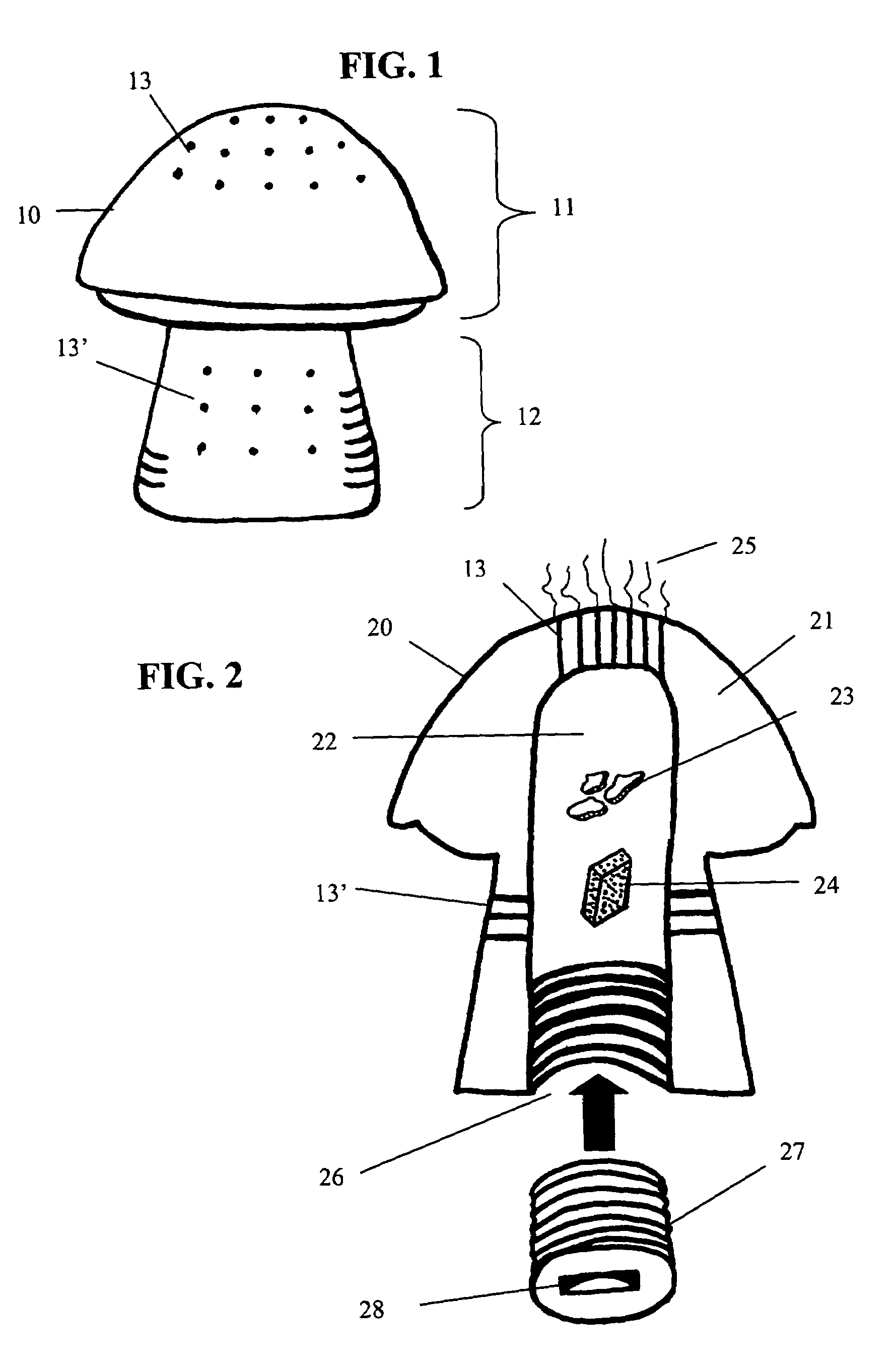 Mushroom-shaped pet chew toy scent training device and method of training therewith