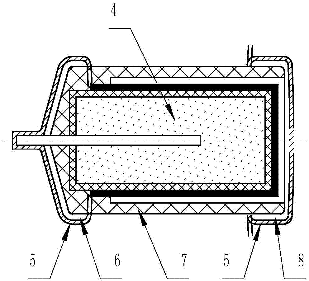 Leading-out process for anode and cathode of end cap-type tantalum capacitor