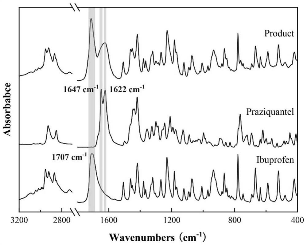 Ibuprofen-loaded praziquantel composite particle and preparation method thereof