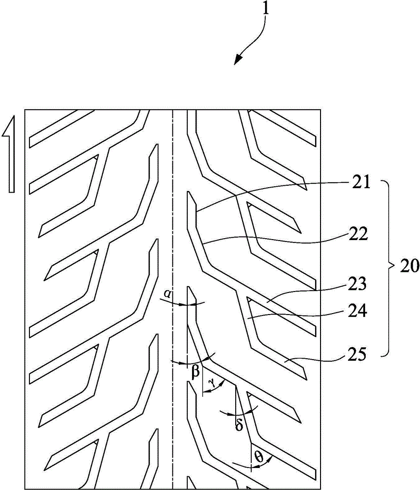Tread pattern structure of air-filled tyre used for motorcycle