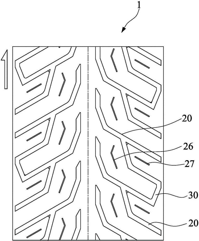 Tread pattern structure of air-filled tyre used for motorcycle