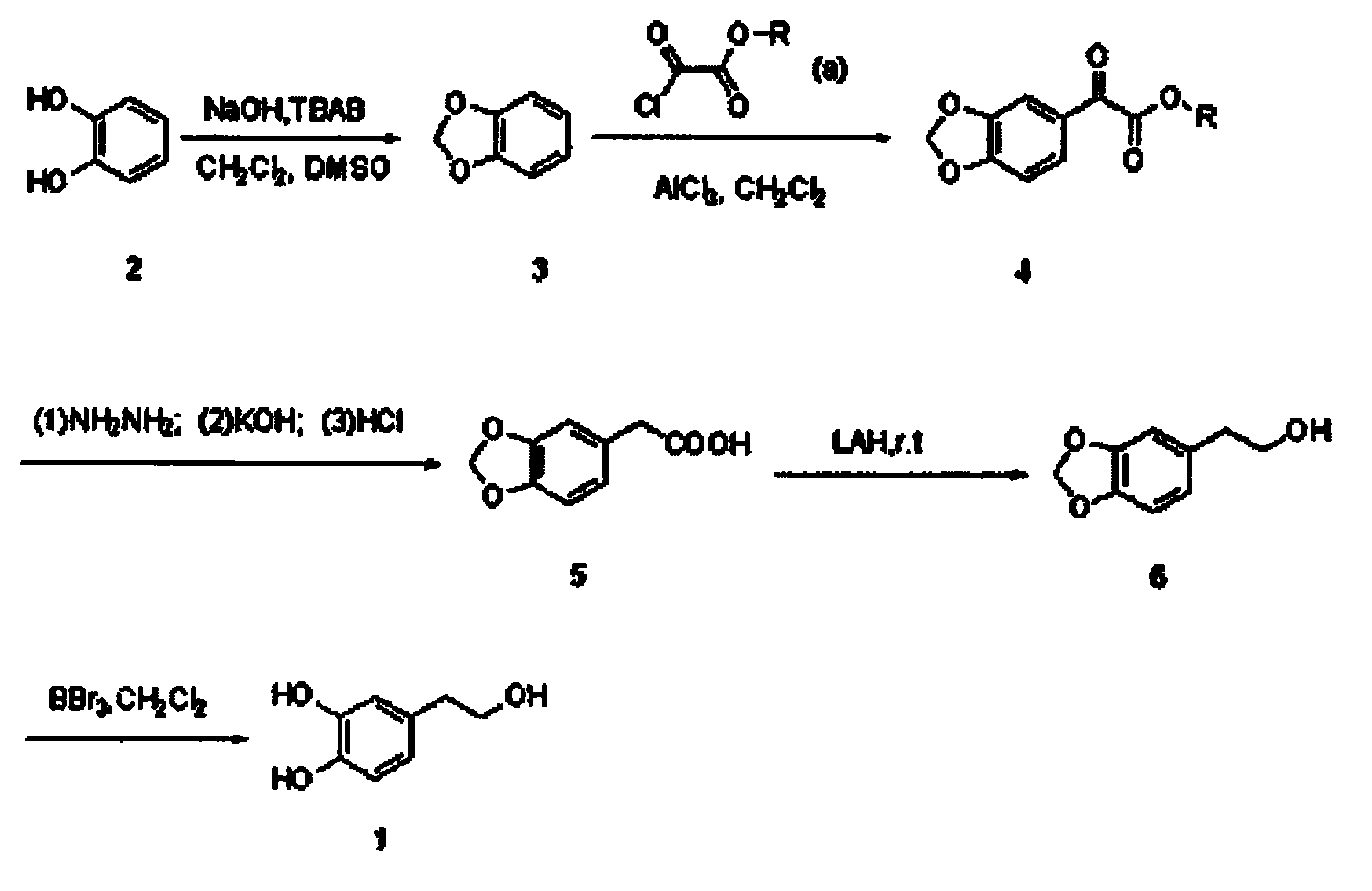 Synthetic method of hydroxytyrosol