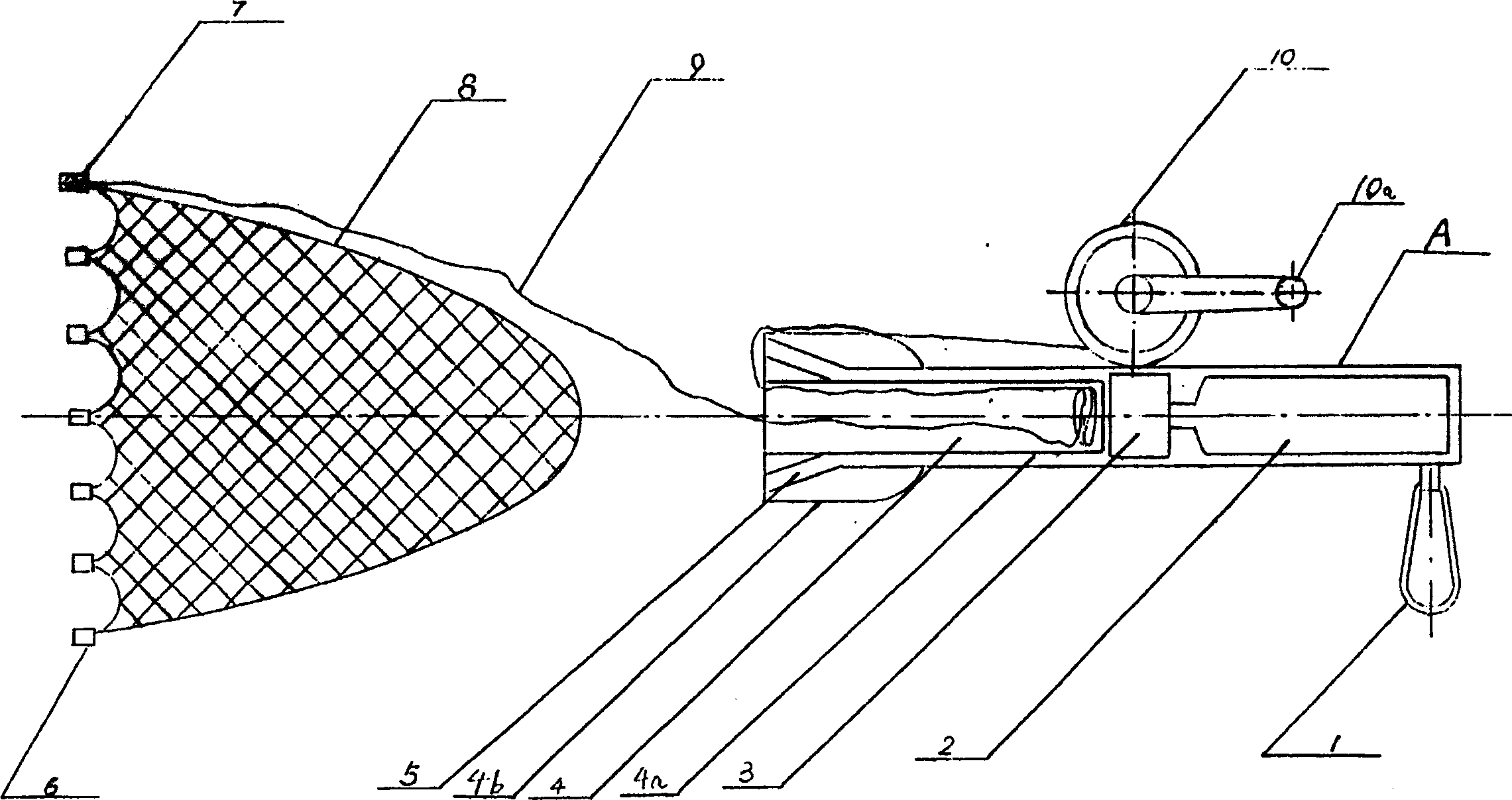 Pneuamtic life saving net gun device on water