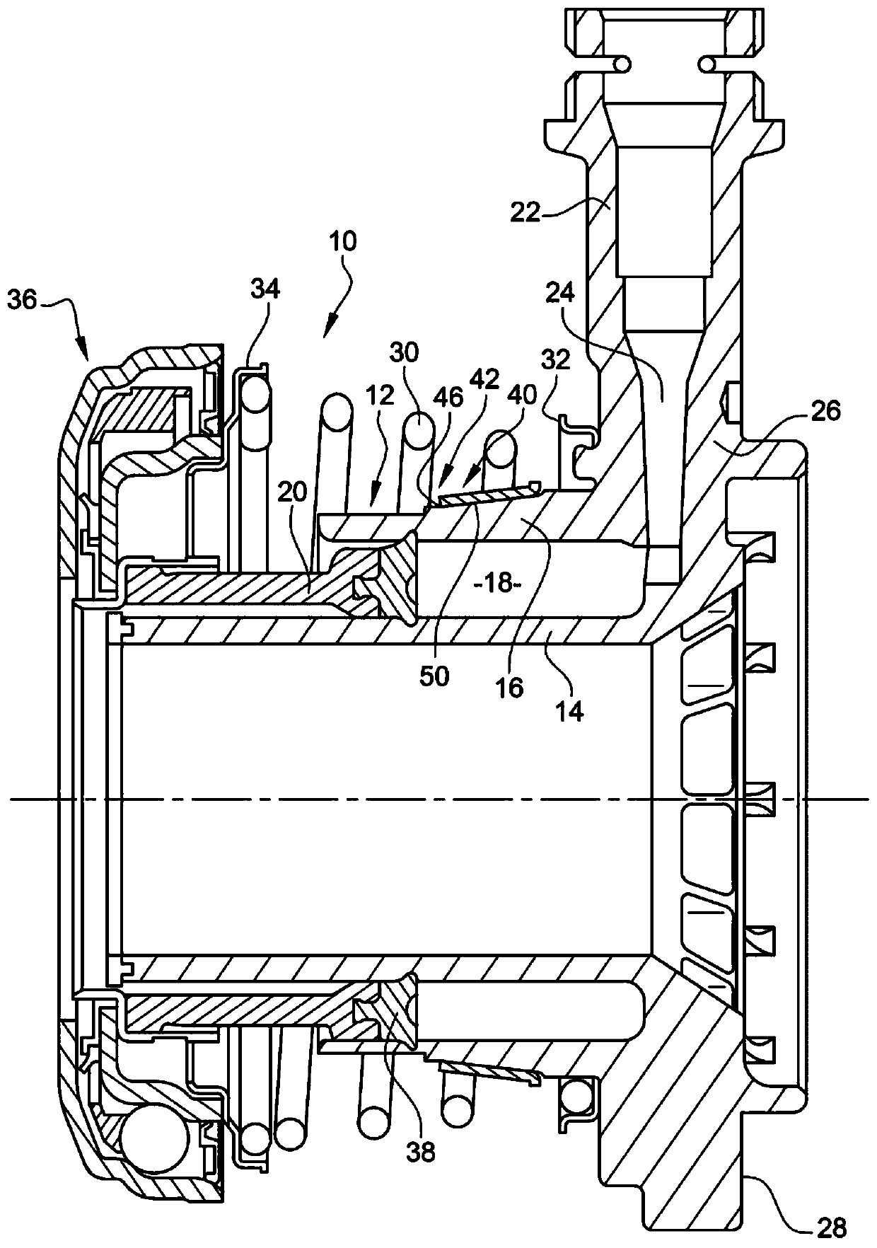 Central actuator for a hydraulic or pneumatic clutch actuation