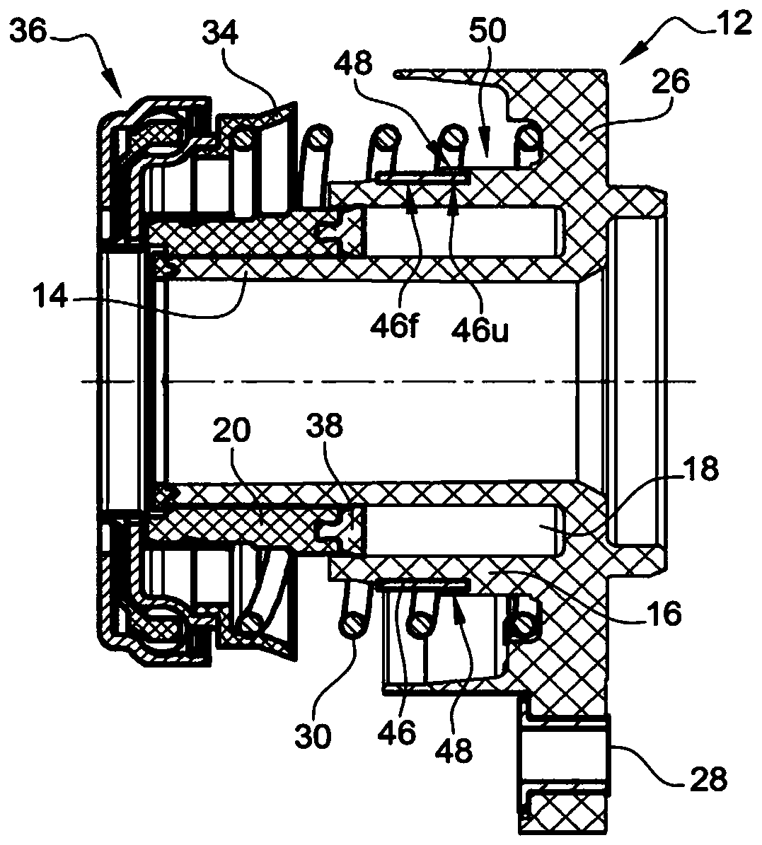 Central actuator for a hydraulic or pneumatic clutch actuation