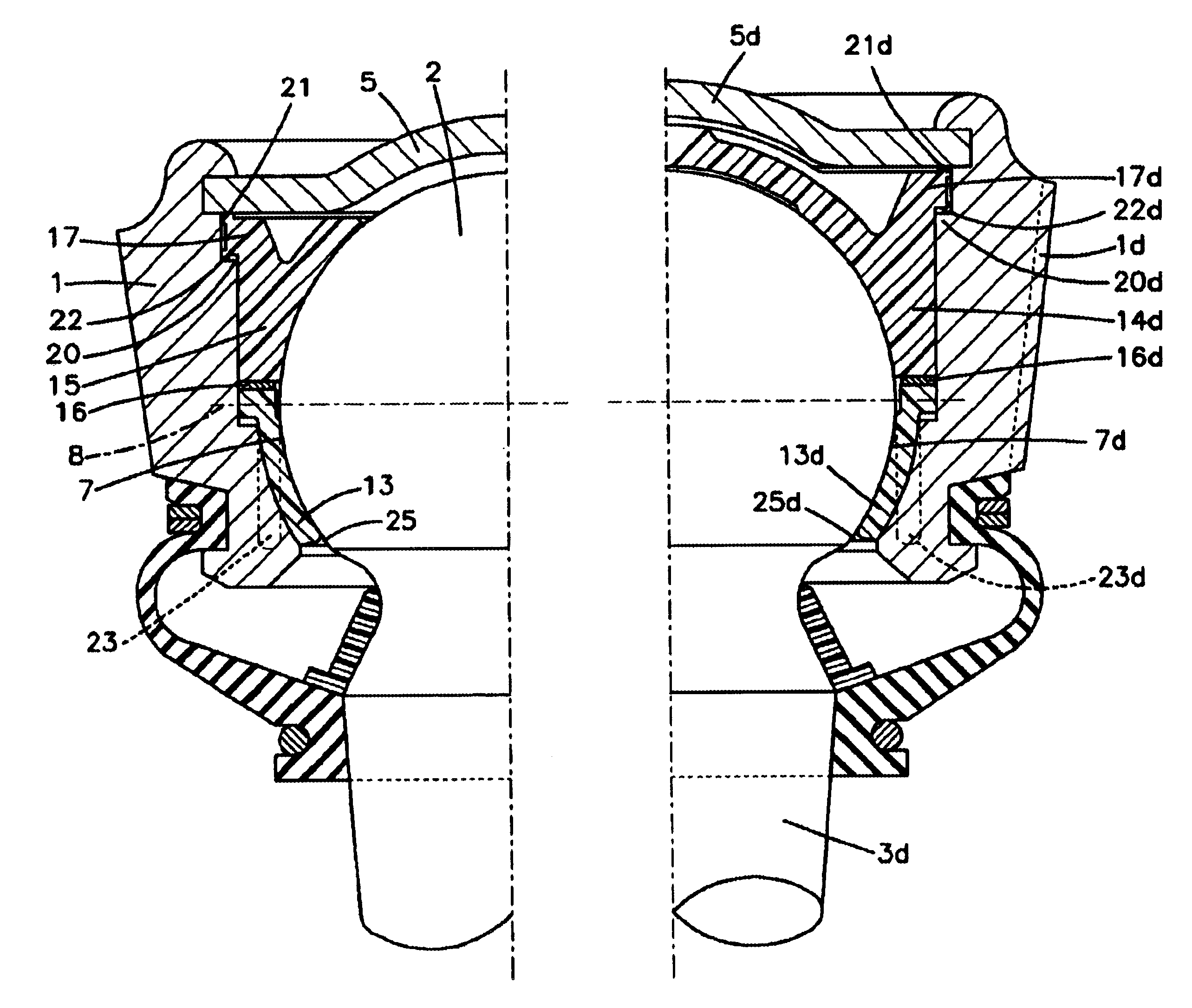 Ball-and-socket joint with bearing shell