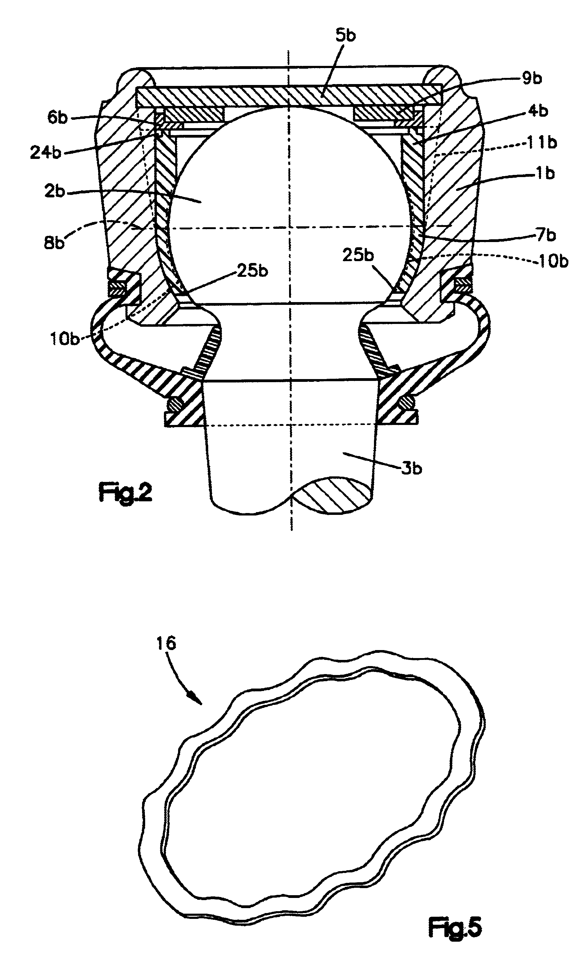 Ball-and-socket joint with bearing shell