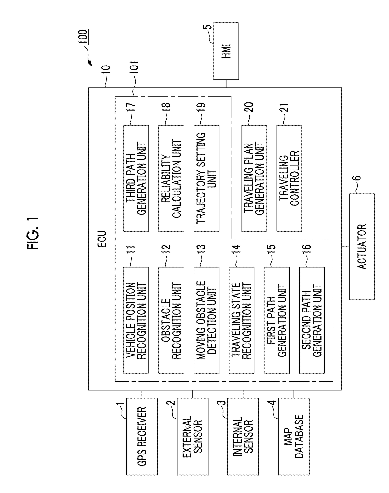 Trajectory setting device and trajectory setting method