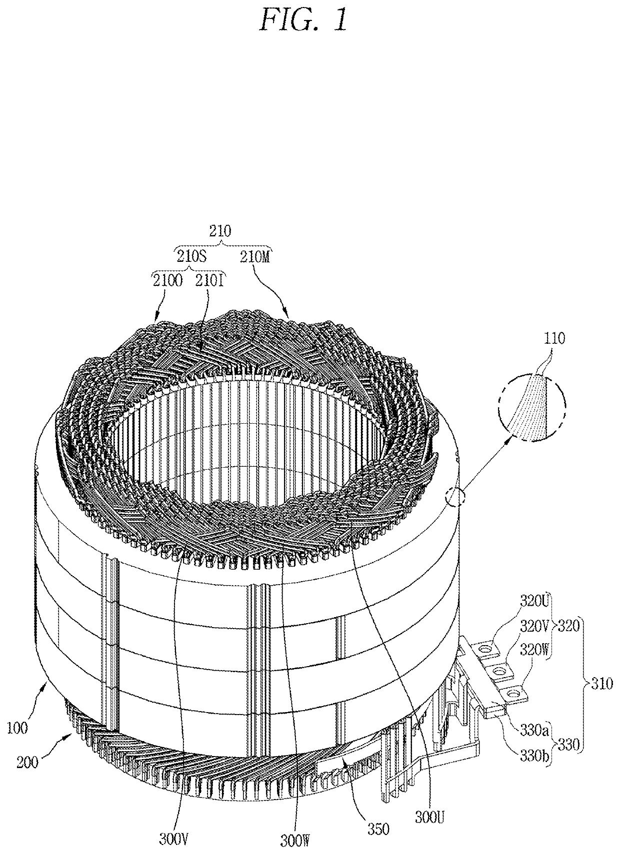 Stator for electric motor