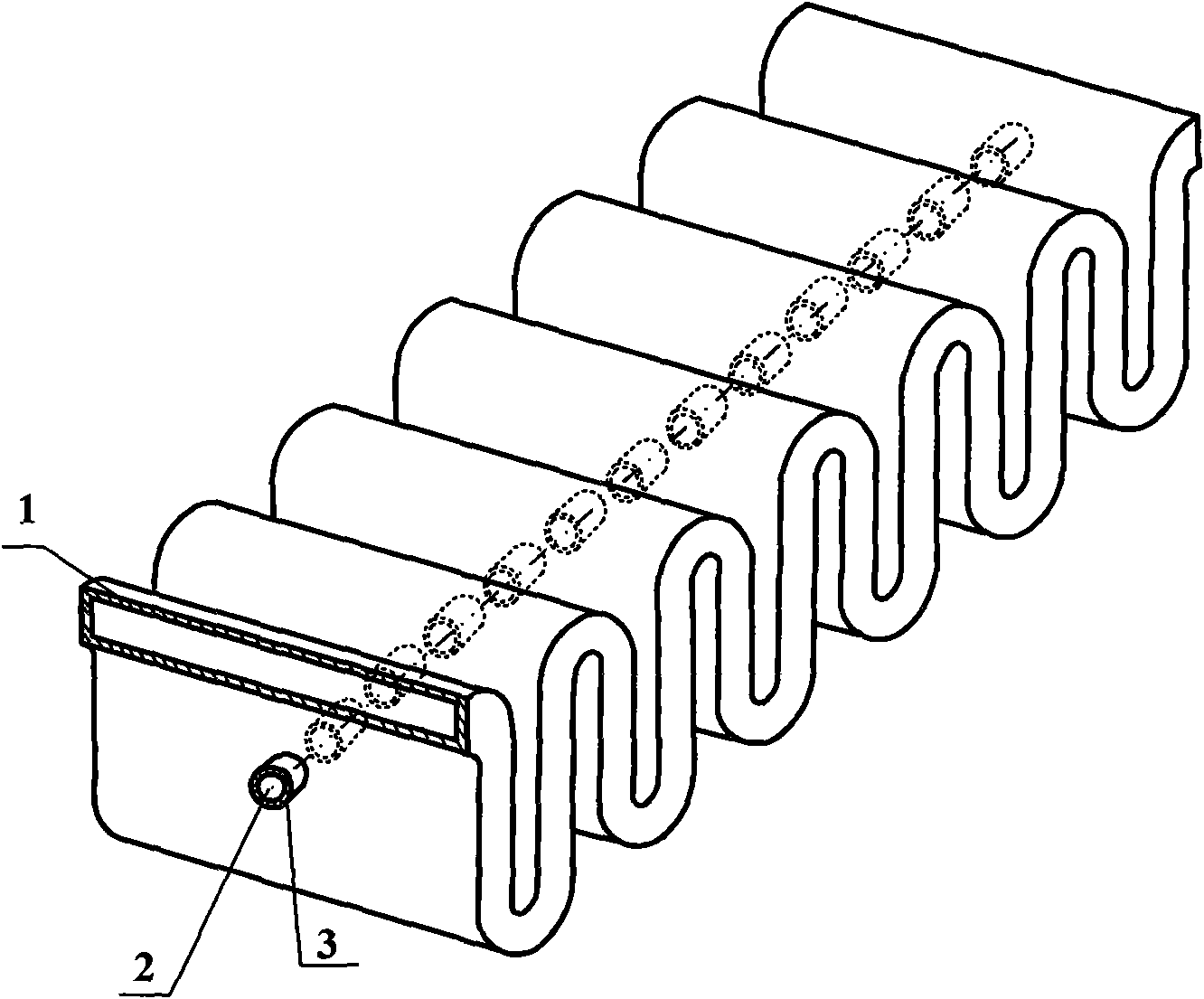 Zigzag slow-wave line of double ridged waveguide