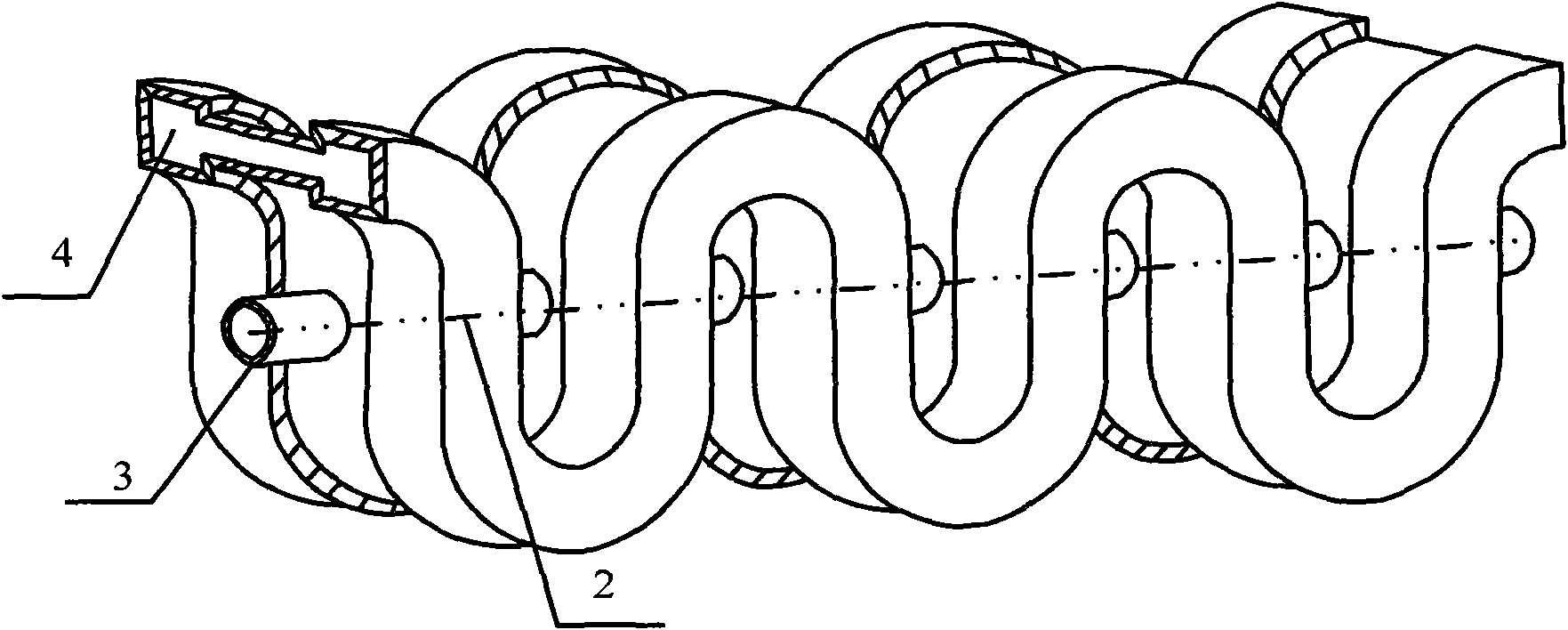 Zigzag slow-wave line of double ridged waveguide