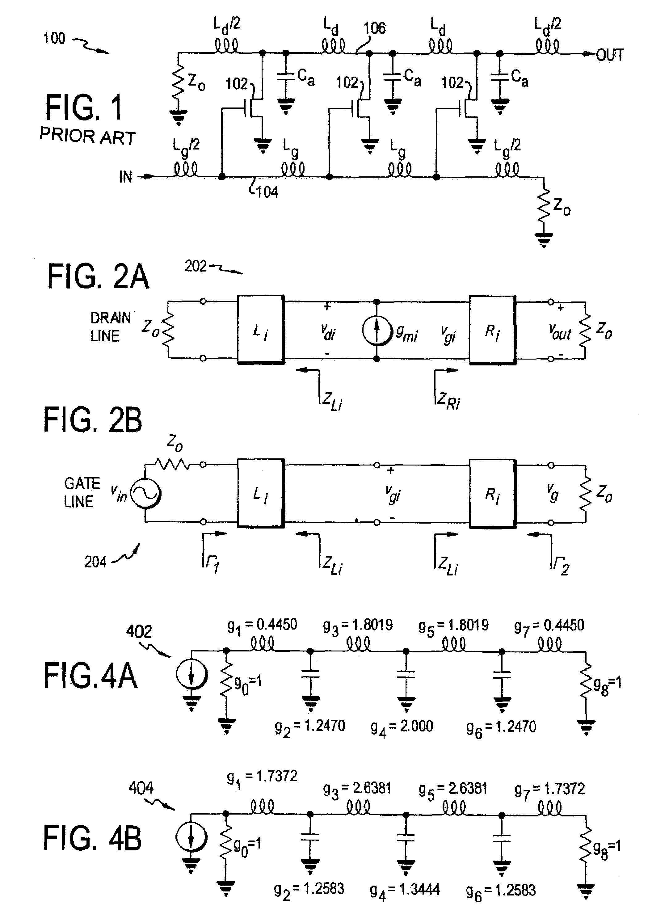 Distributed amplifier with built-in filtering functions