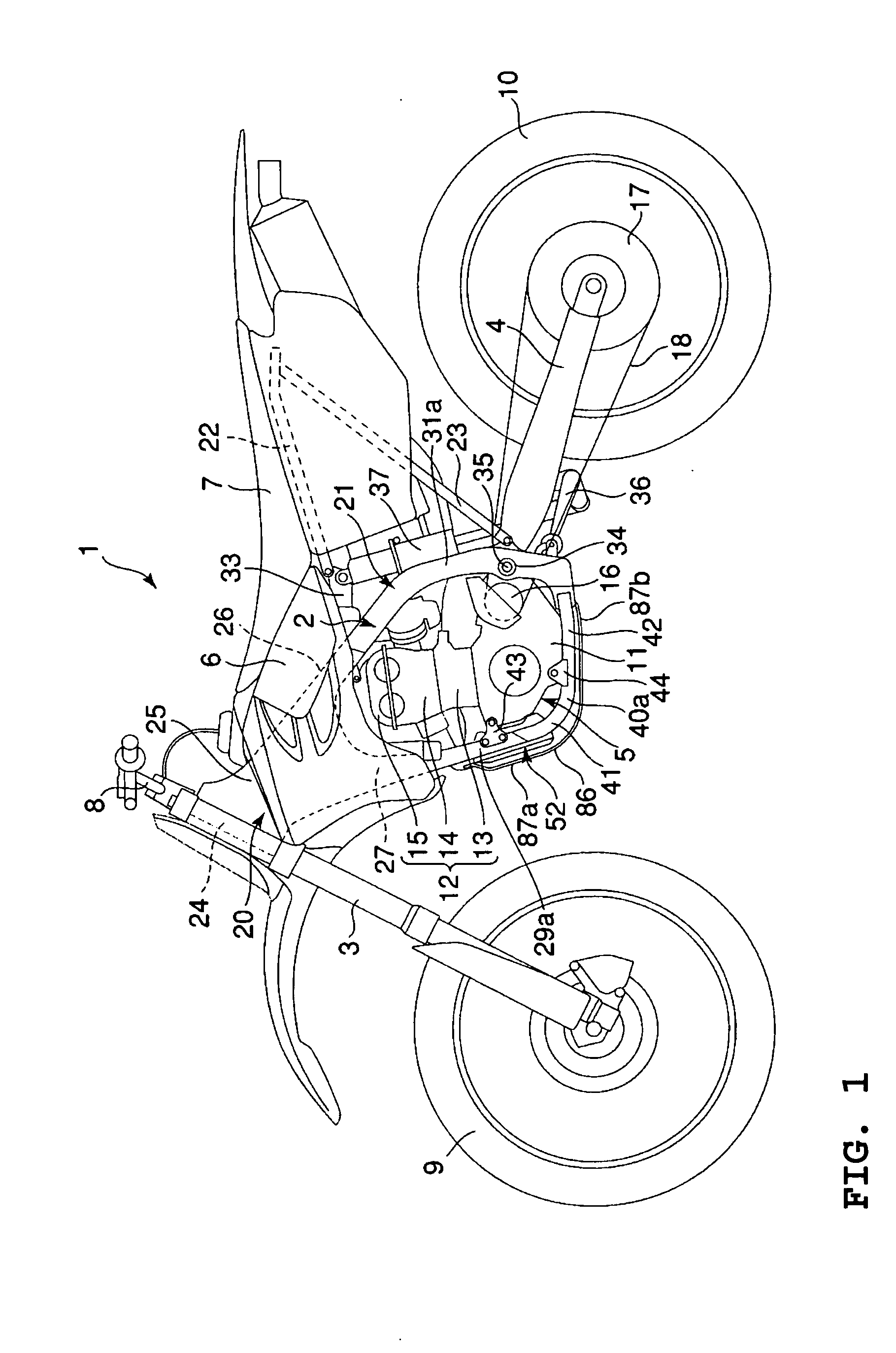 Dry sump type lubrication device for a motorcycle