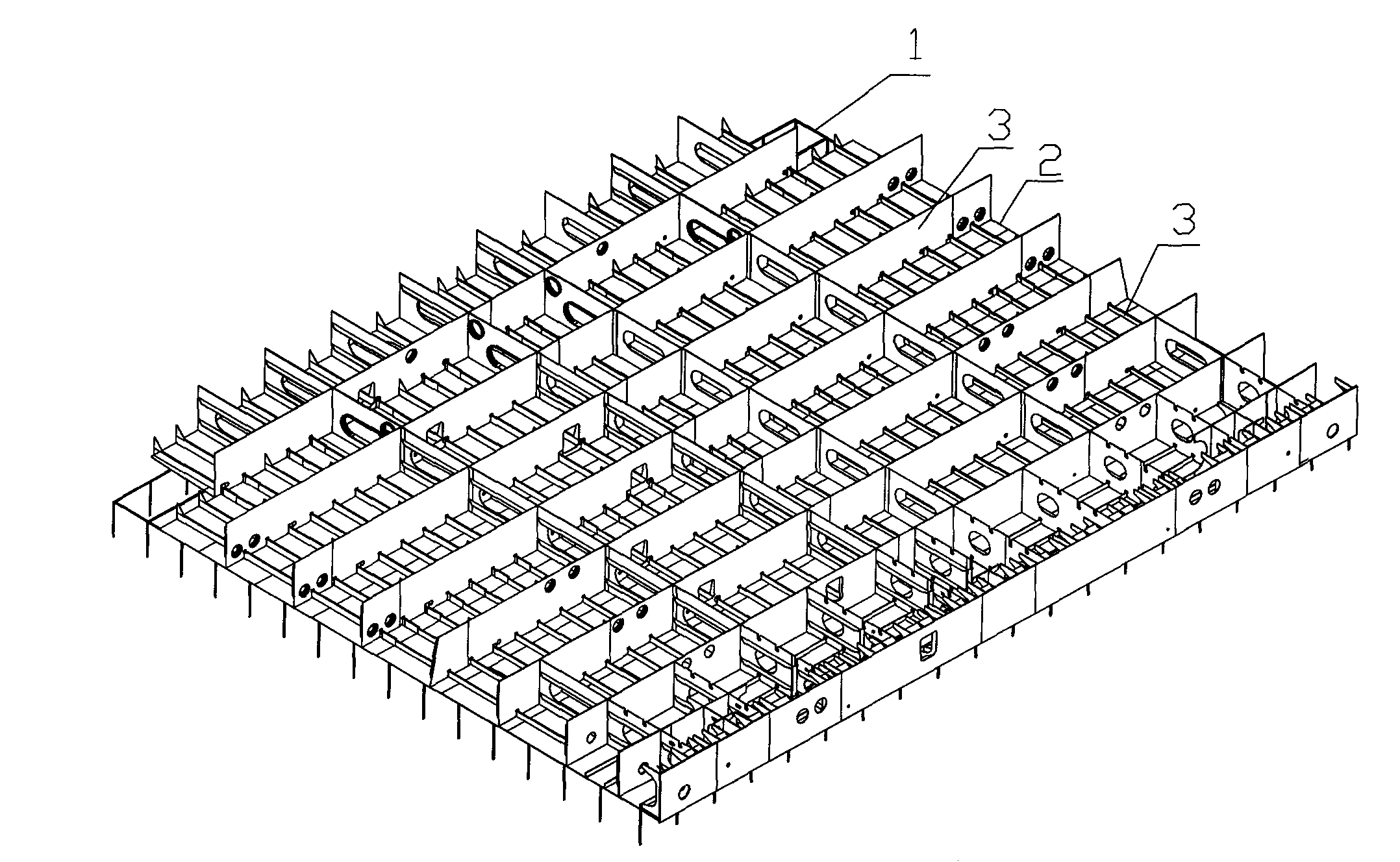 Thwartship bulkhead subsection guide rail frame preassembling process