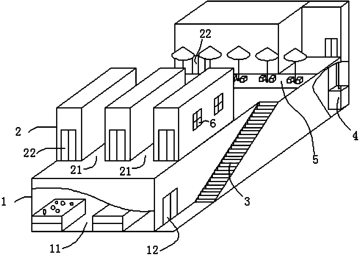 Energy-saving efficiency-raised commercial building structure