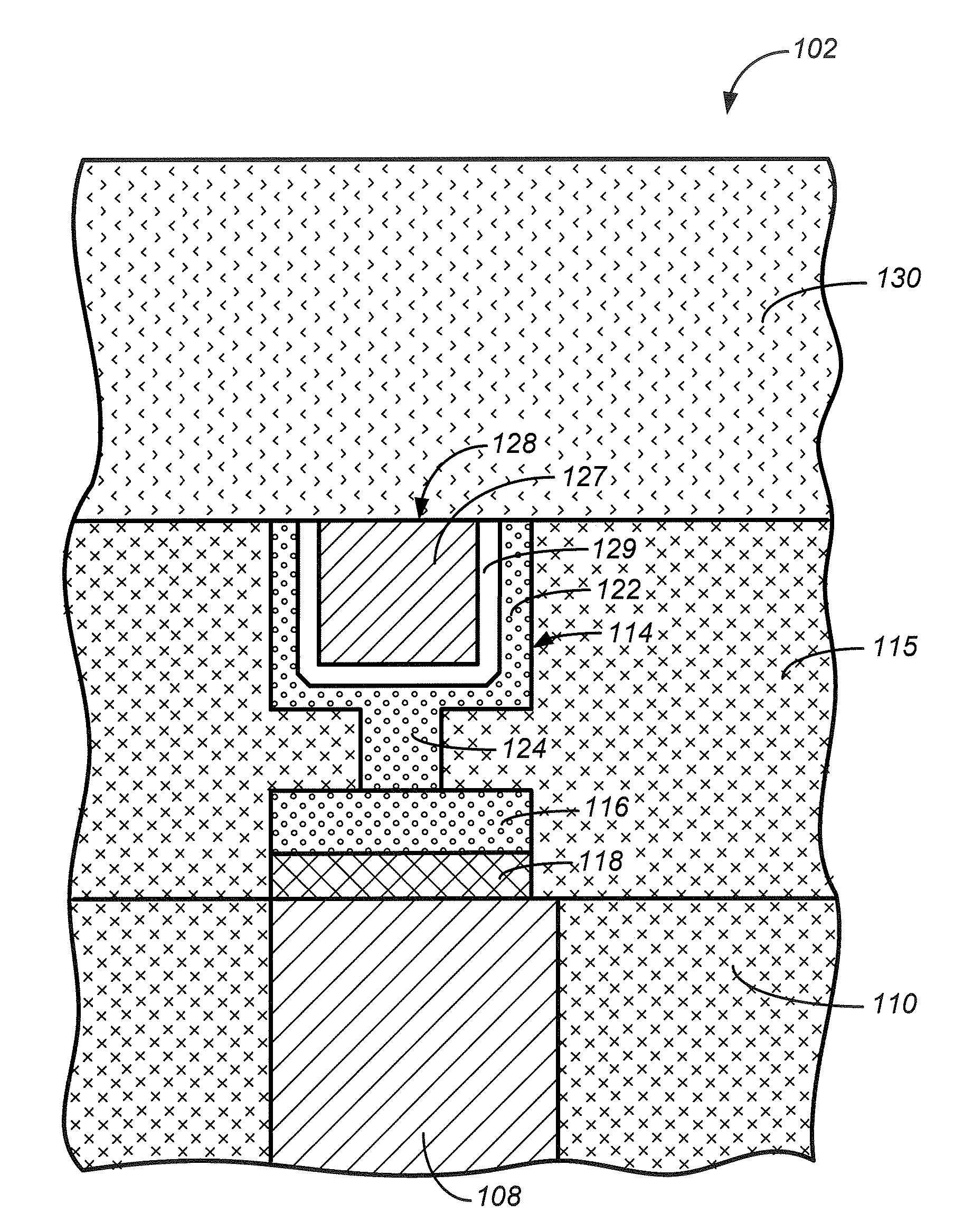 Memory structure with reduced-size memory element between memory material portions