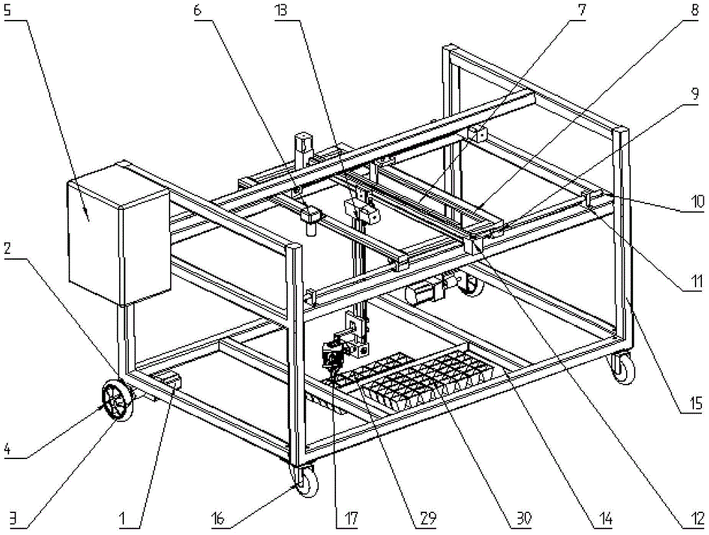 Mechanical operation device for automatically filling gaps with seedlings