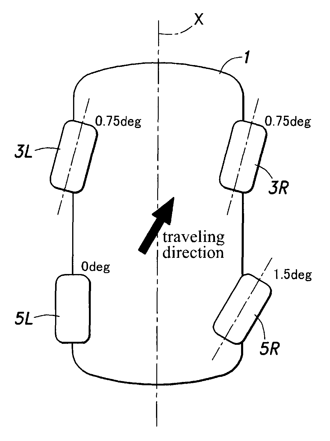 Vehicle with a variable rear toe angle