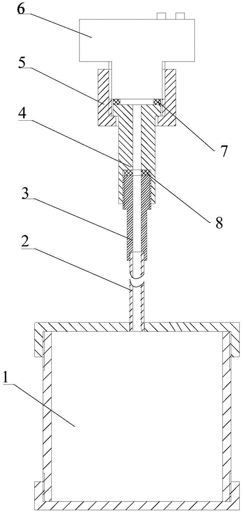 Measuring device for thermal explosion critical pressure of pyrotechnic powder column