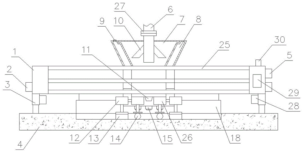 Automatic deviation-rectifying concrete road spreading and road marking machine