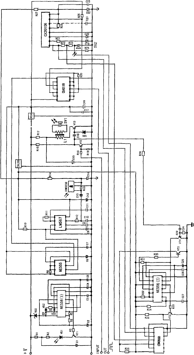 Control system for detecting safety areas by combining infra-red technology and ultrasonic technology