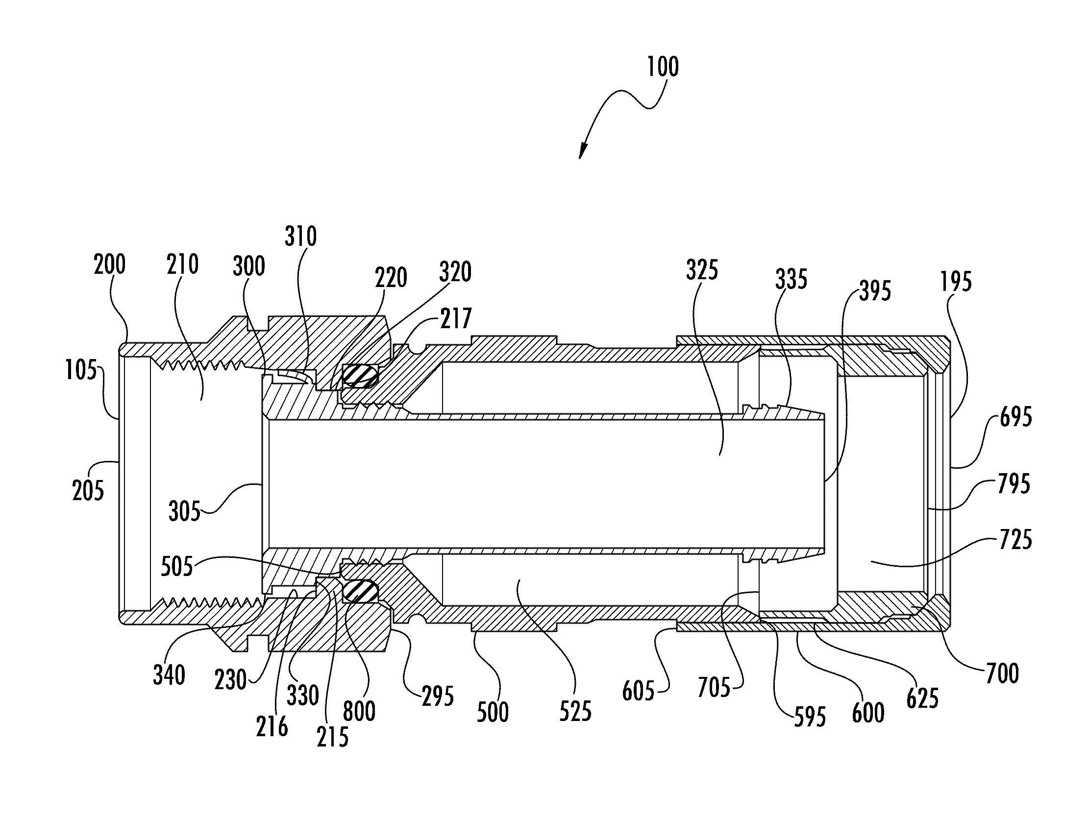 Coaxial cable connector with integral continuity contacting portion