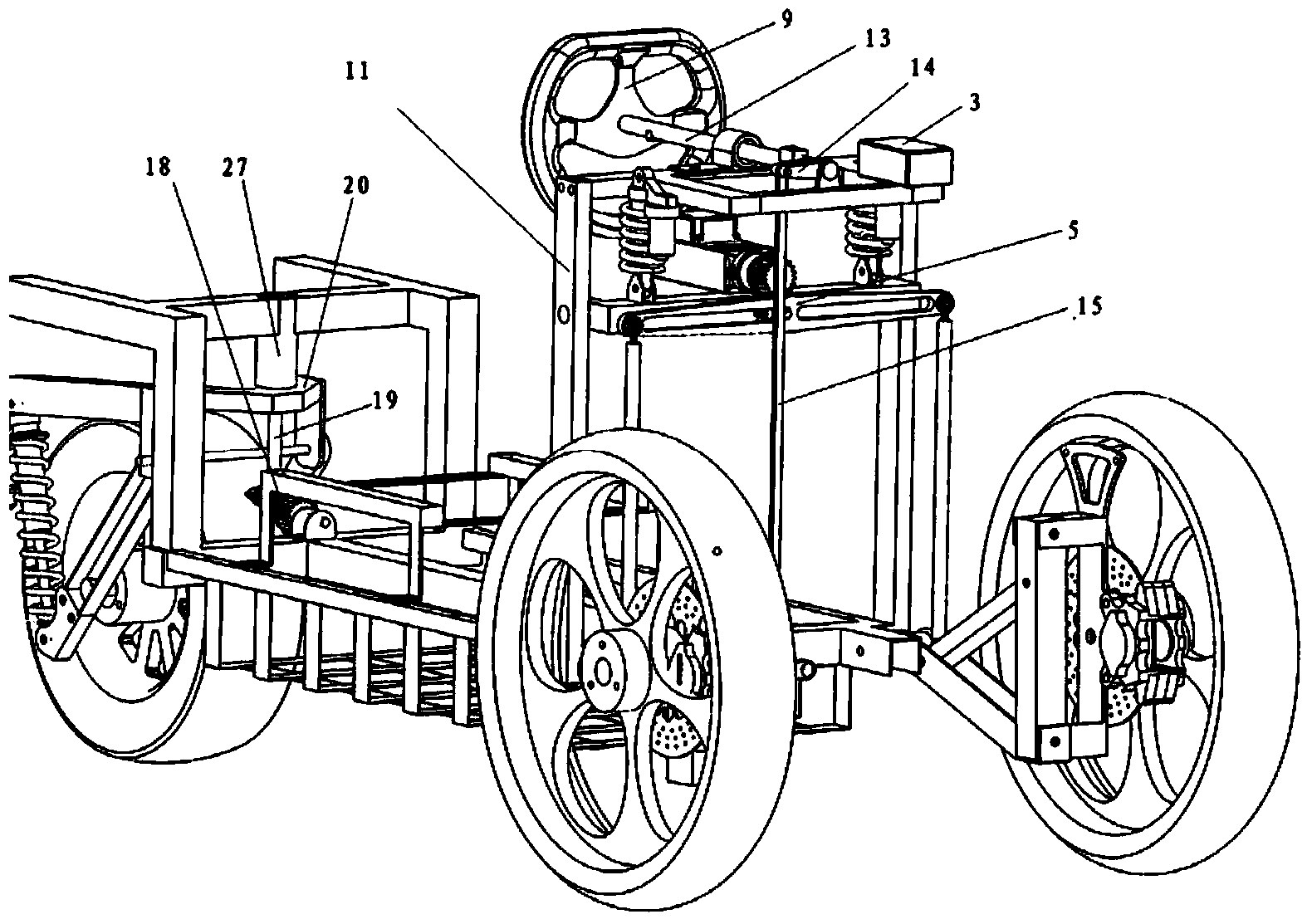 Vehicle automatic tilting balance control system and inverted tricycle with same
