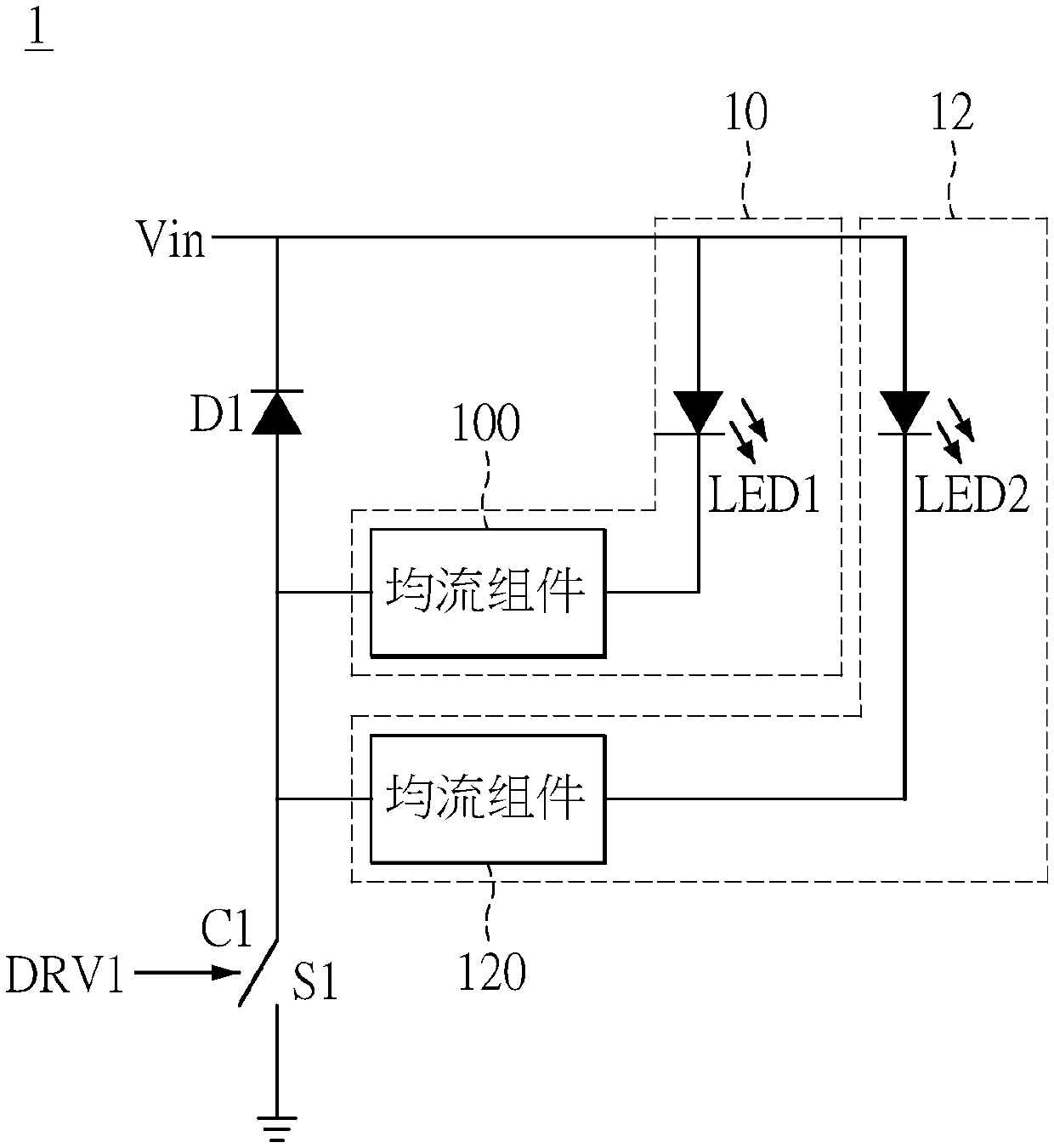 Parallel LED current-sharing circuit of motor driving system