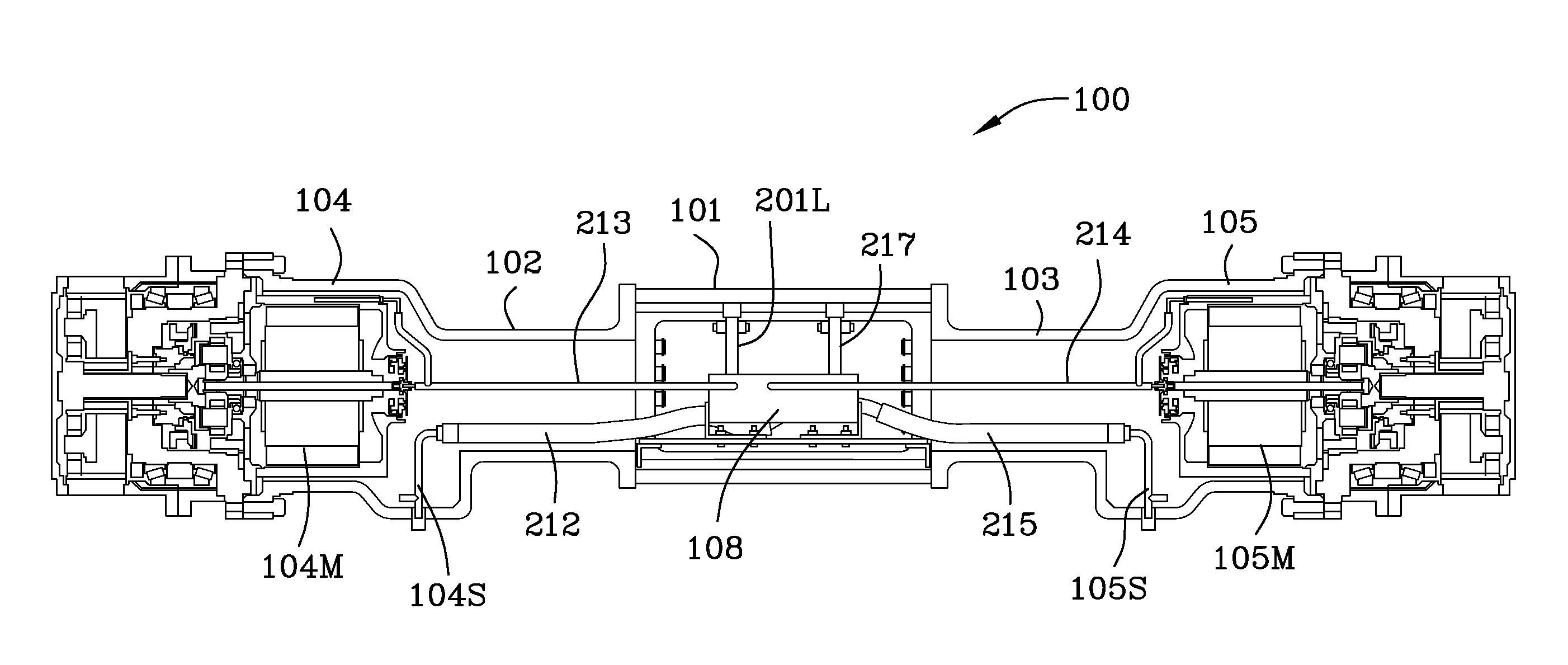 Wheel motor cooling system with equally divided flow