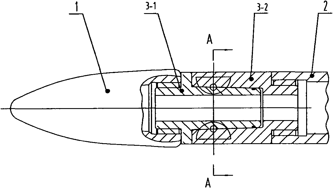 Quick connecting device for punch top and mandril of perforator