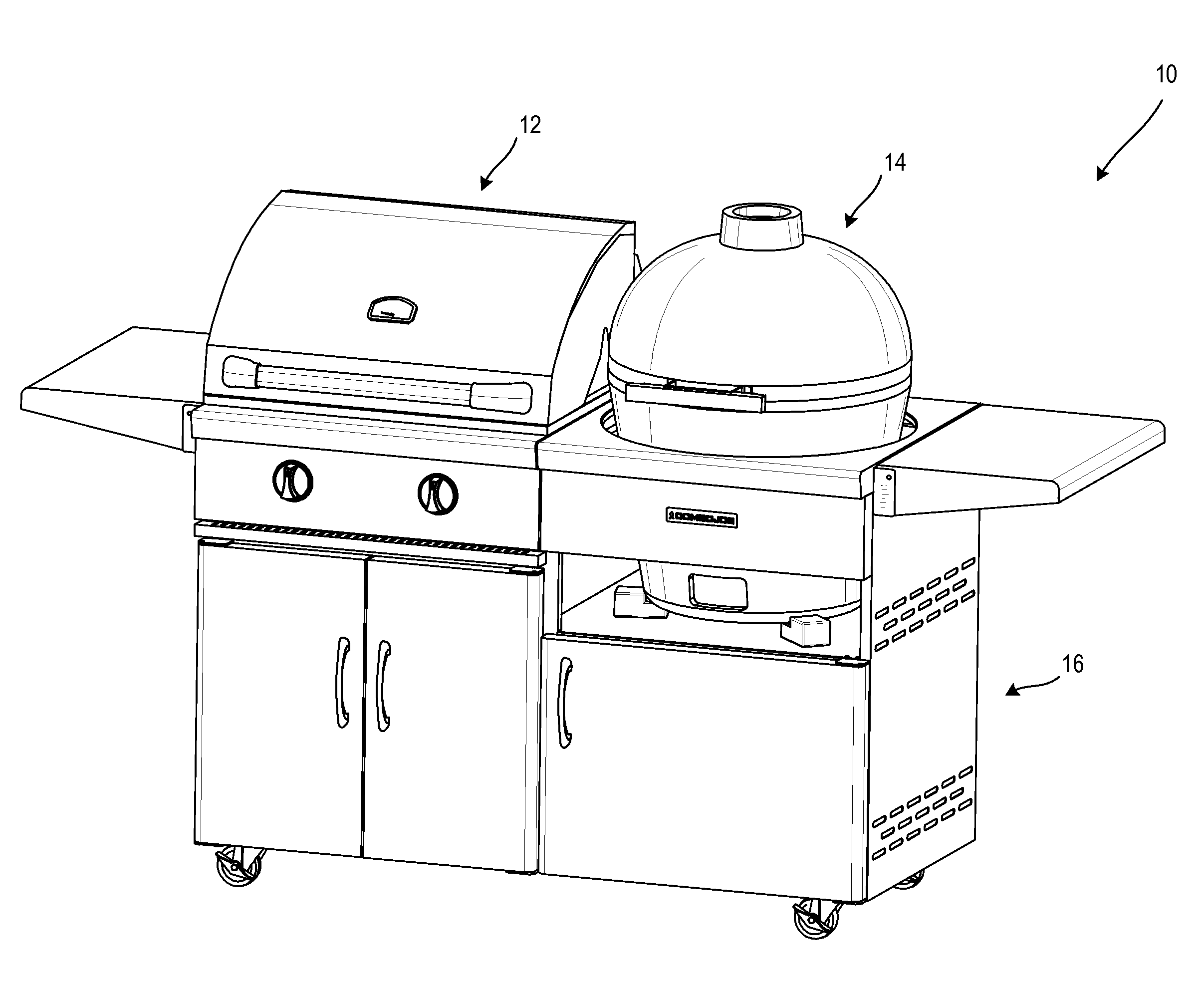 Gas and ceramic grill combination
