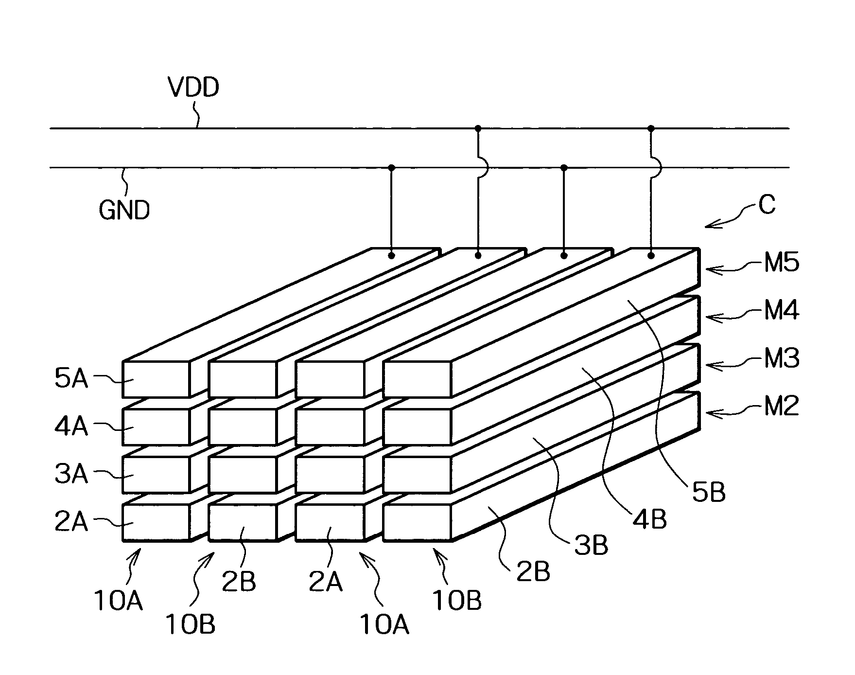 Semiconductor device with wiring layers forming a capacitor
