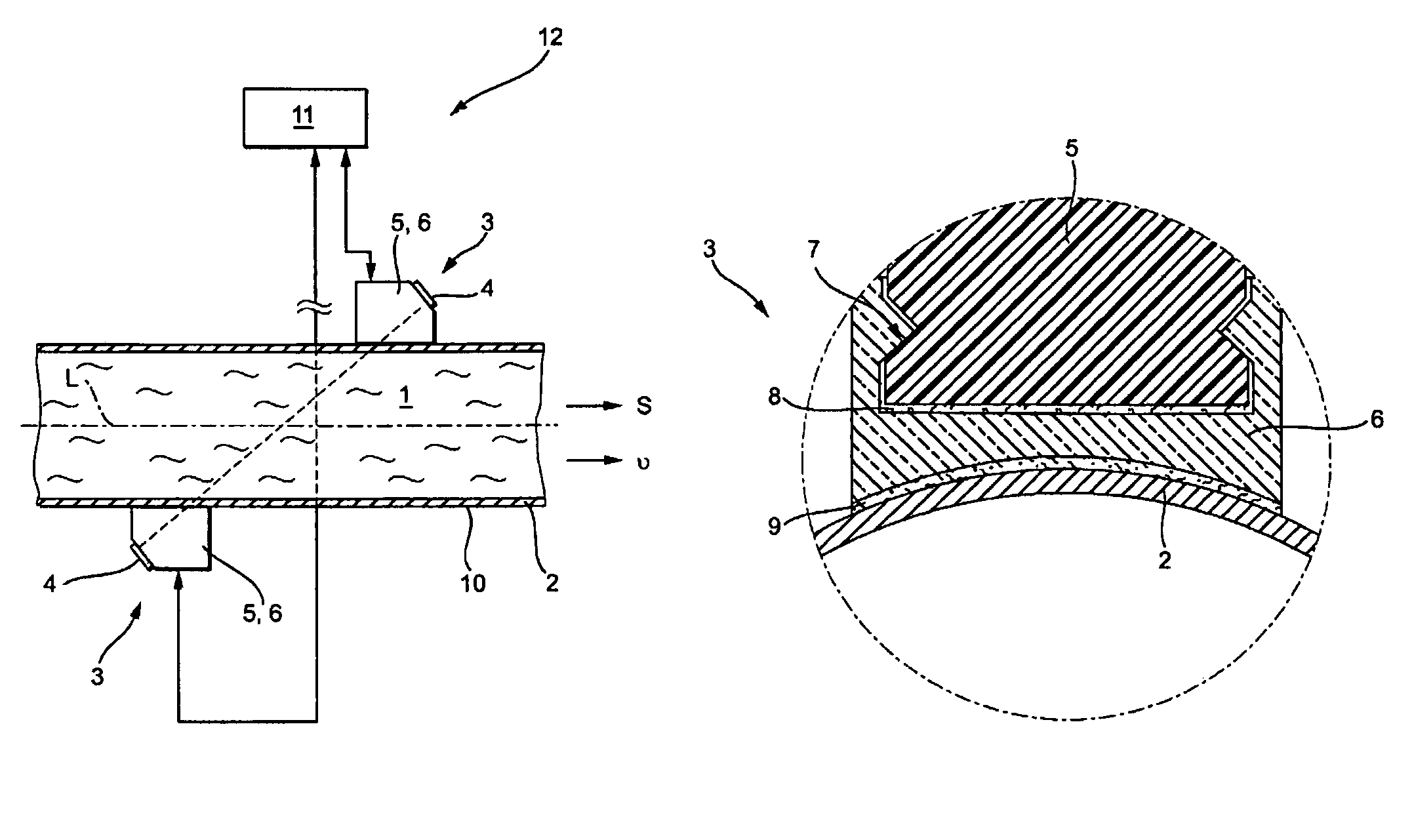 Flow monitoring apparatus having an ultrasonic sensor with a coupling adapter having securing mechanism