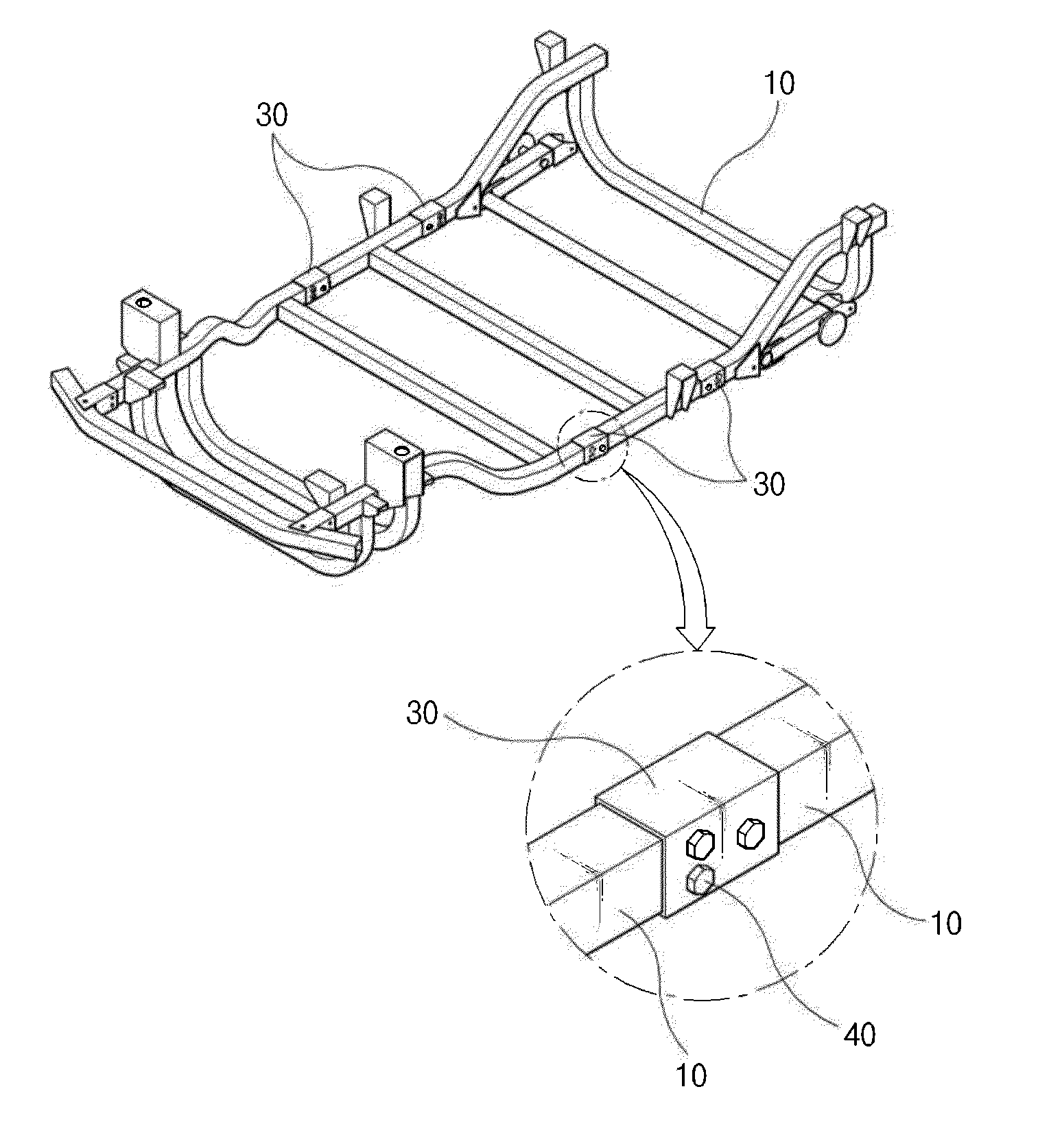 Chassis frame assembly structure for electrical vehicle for disabled person